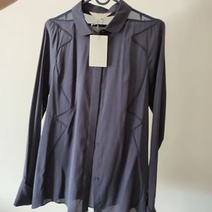 NWT Silk Semi-sheer Blouse by O'2nd (Made in Korea), Size 2/XS